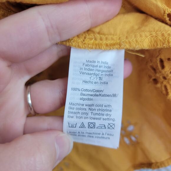 Madewell Scalloped Eyelet Wrap Top Marigold Yellow - Picture 9 of 9